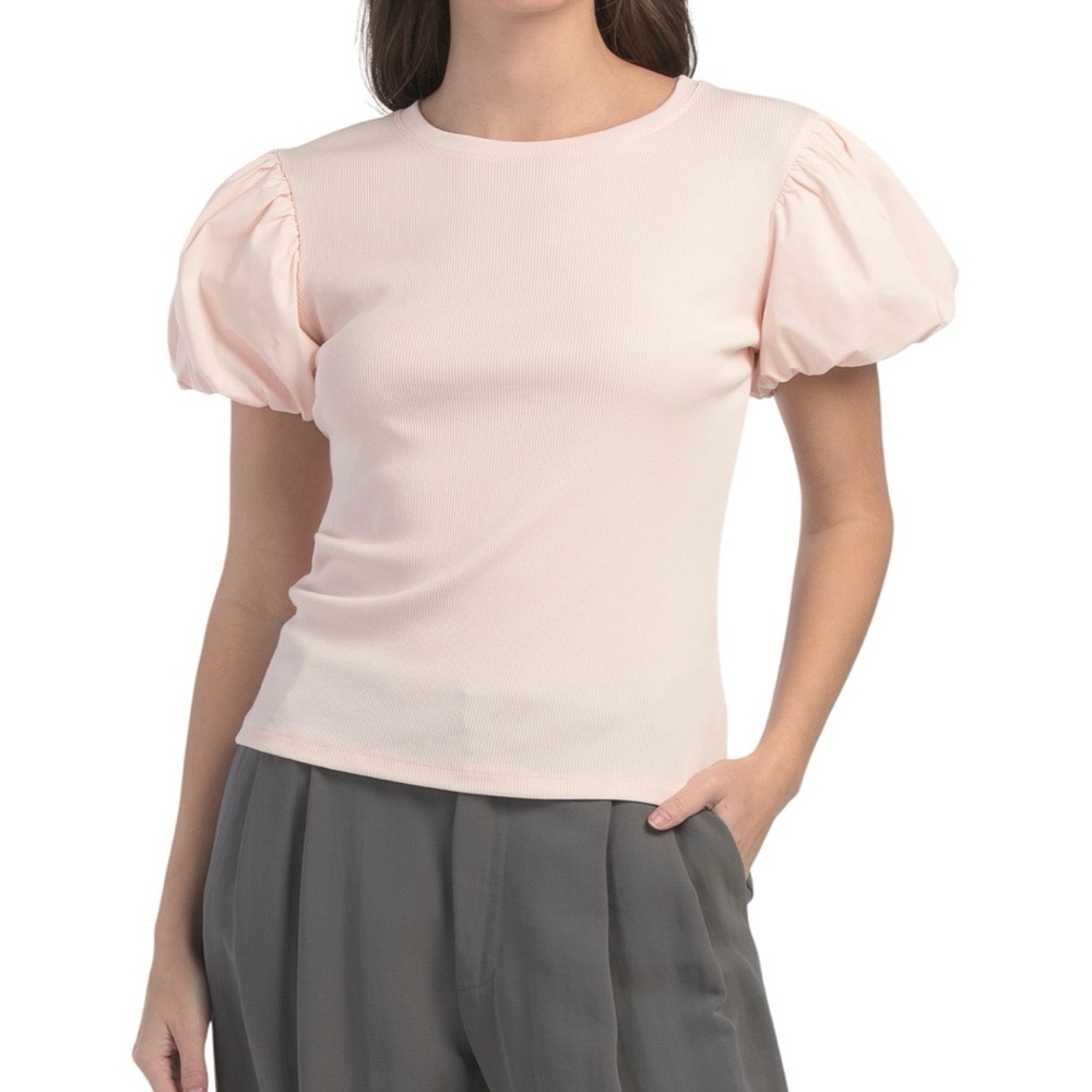 Chic Puff Sleeve Blush Top